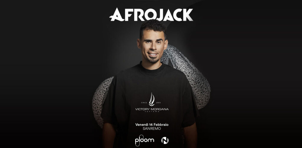 Afrojack al Victory Morgana di Sanremo durante la serata dedicata agli ospiti internazionali durante il Festival della Canzone Italiana.