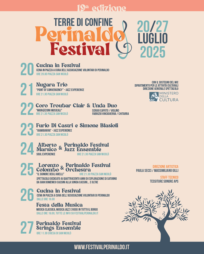 locandina perinaldo festival 2025, terre di confine, programma della manifestazione