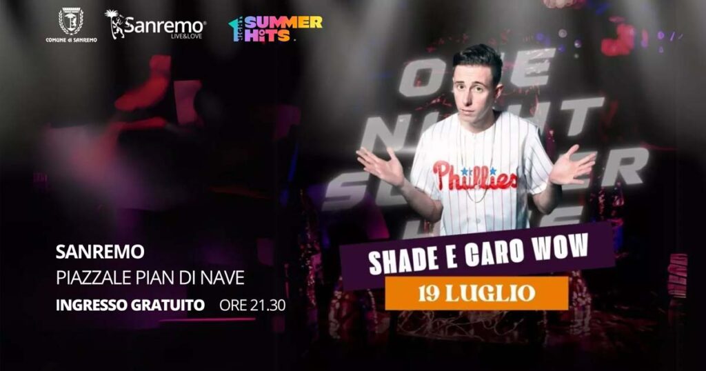 concerto di shade e caro wow, primo appuntamento della rassegna one night summer hist per l'estate 2025 a Sanremo