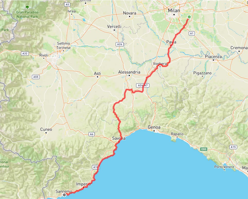 percorso milano sanremo amatori